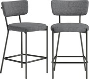 HOMCOM Hokery w zestawie 2, tapicerowane stołki barowe z wyprofilowanym oparciem, do wyspy kuchennej, strefy śniadaniowej, Szary | Aosom PL