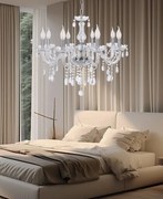 Cristallo Candellux 8 Chrom - żyrandol świecznikowy srebrny, kryształowy w klasycznym stylu