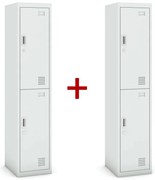 Szafka ubraniowa S3 dwudrzwiowa 1+1 GRATIS, demontaż, zamek cylindryczny, szara/szara