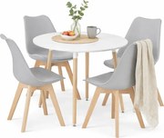 Biały stół + 4 sztuki szarych krzeseł M7-L36