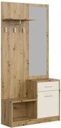 Garderoba z lustrem do przedpokoju dąb artisan+ kaszmir -  Standi