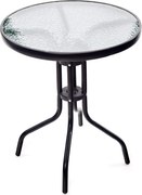 Stolik metalowy z blatem szklanym, śr. 60 cm