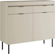 Komoda dwudrzwiowa Sentia 105 cm z dwoma szufladami - kaszmir / czarny