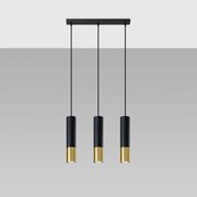Lampa wisząca LOOPEZ 3L czarny/złoty SOLLUX  LIGHTING