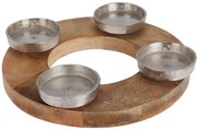 Świecznik na tealighty z drewna mango i z podstawami z aluminium, Ø 27 cm