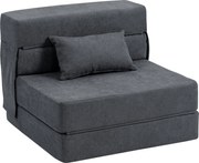 HOMCOM Sofa Ręcznikowa, Fotel do Relaksu, w Matratze Przekształcany, Pianka, Poduszka, Ciemnoszary