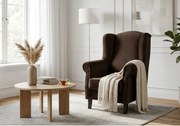 Elegancki fotel tapicerowany LIZBONA, w tkaninie MANILA 4 brązowej