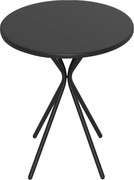 Outsunny Stół Ogrodowy Ø60 x 70 cm, Wodoodporny Stół Balkonowy ze Stali, Okrągły z Podkładkami Czarny