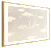Plakat Myszka na księżycu 90x60 cm z ramą złotą z marginesem ARTGEIST B
