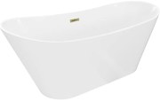 Mexen Dora wanna wolnostojąca 150 x 75 cm, biała, przelew złoty - 52071507500-50