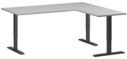 Narożne biurko z regulacją wysokości, 180x160 cm, 3 silniki, L/P, czarna podstawa, szary