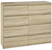 Komoda BASIC 8 szuflad – Dąb Sonoma | 100x93x33 cm