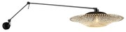 Lampa ścienna czarna z abażurem z rattanu 50 cm regulowana - Blitz