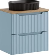 Niebieska wisząca szafka łazienkowa z umywalką - Arvessi 8X