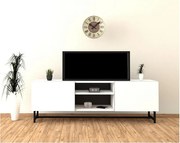 Stojak pod telewizor – 150 cm x 50 cm x 36,8 cm – Biały – Płyta wiórowa pokryta melaminą