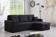 Kanapa narożna "Alain" - 221 x 145 x 85 cm - 3 miejsca - Czarna