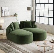 2-osobowa sofa modułowa z poduszkami oparciowymi, z zielonej tkaniny szenilowej, 184 × 164 × 92 cm