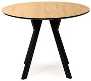 Okrągły stół rozkładany z czarnymi nogami C7-E51