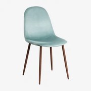 Zestaw 2 Krzeseł Jadalnianych Glamm Ciemne Drewno & Aksamitny Green Fir & Aksamitny - Sklum