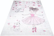 Jasnoróżowy dywan dziecięcy z baletnicą i sercami L0-W03