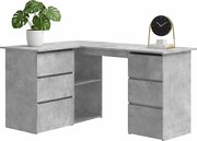 Szare biurko kątowe z szufladami beton B3-A10