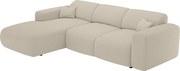 Kanapa narożna lewostronna rozkładana dużych rozmiarów z beżową melanżową tapicerką - POGNI marki Maison Céphy