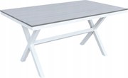 Stół ogrodowy aluminiowy biały 150x90x75 cm trwały blat kompozyt drewniany