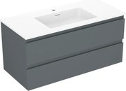 Mexen Orio szafka łazienkowa 100 cm z umywalką Otis, 2 szuflady, grafit mat/biała mat - 91A10-10047-2-BFF66-W18M01