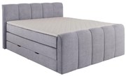 Łóżko kontynentalne: zagłówek łóżka + stelaże ze schowkami + materac + nakładka na materac VERONE - jasnoszary -160x200 cm