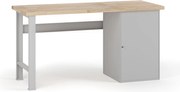 Stół warsztatowy G7, blat bukowy, 1700 x 685 x 840 mm, 1x szafka, szary