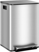 HOMCOM Kosz na śmieci z 2x30 l komorami, pokrywą Soft-Close, stal nierdzewna, srebrny | Aosom PL