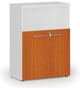 Szafa biurowa kombinowana PRIMO WHITE, 800 x 420 x 1087 mm, biały/wiśnia