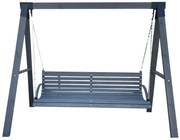 Szara drewniana huśtawka stojąca ogrodowa H0-P03