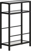 HOMCOM Półka 3-stopniowa z hartowanego szkła, 18 cm szerokości, rama stalowa, zabawne poprzeczki, Czarny