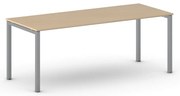 Stół konferencyjny do biura PRIMO SQUARE, 200x80 cm, szaro-srebrna podstawa, buk