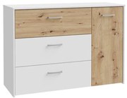 Komoda z szufladami URO dąb artisan/ biała