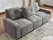 Kanapa 3-osobowa - Funkcja spania - Regulowane oparcie - Konstrukcja z litego drewna - Tkanina szynszyla - Szary