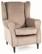 Fotel uszak BARON VELVET ciemnobeżowy SIGNAL