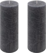 Zestaw świec rustykalnych, 20 cm, Ø 7,5 cm, antracyt, 2 szt.
