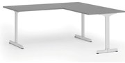 Narożne biurko PRIMO BETA L, 180x180 cm, L/P, biała podstawa, grafit
