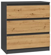 Niska Komoda Loft Z Szufladami Antracyt + Dąb Artisan G1-G65
