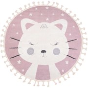 Dywan Skandi Kids Kotek różowy koło 120x120 Koło