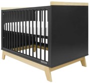 New Baby Łóżeczko dziecięce Marcus z barierką,czarne /naturalne