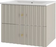 Kaszmirowy Zestaw Łazienkowy 60cm Szafka z Umywalką Ryflowane Fronty Aqua