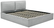 Łóżko ze skrzynią ze zdejmowanym pokrowcem 180 x 200 cm - Tkanina - Jasnoszary - TENESE