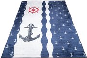 Granatowy marynarski dywan z kotwicą dla dzieci B9-W78
