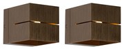 Zestaw 2 inteligentnych lamp ściennych ciemny brąz 9,7 cm w tym WiFi G9 - Transfer Groove Nowoczesny Oswietlenie wewnetrzne