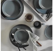 16-częściowy zestaw obiadowy, szary, porcelanowy