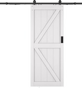 Drzwi przesuwne naścienne - Drewno i MDF - biały - wys. 205 x szer. 83 cm - NEFARA