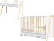 2w1 Luna 120/60 Łóżeczko i Biurko biało-sosna